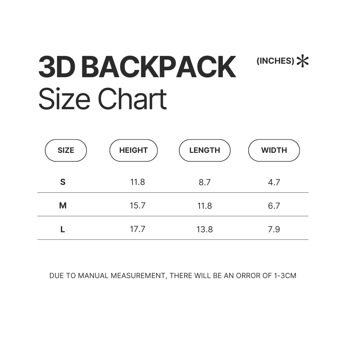 3D Backpack Size Chart - Crash Bandicoot Shop