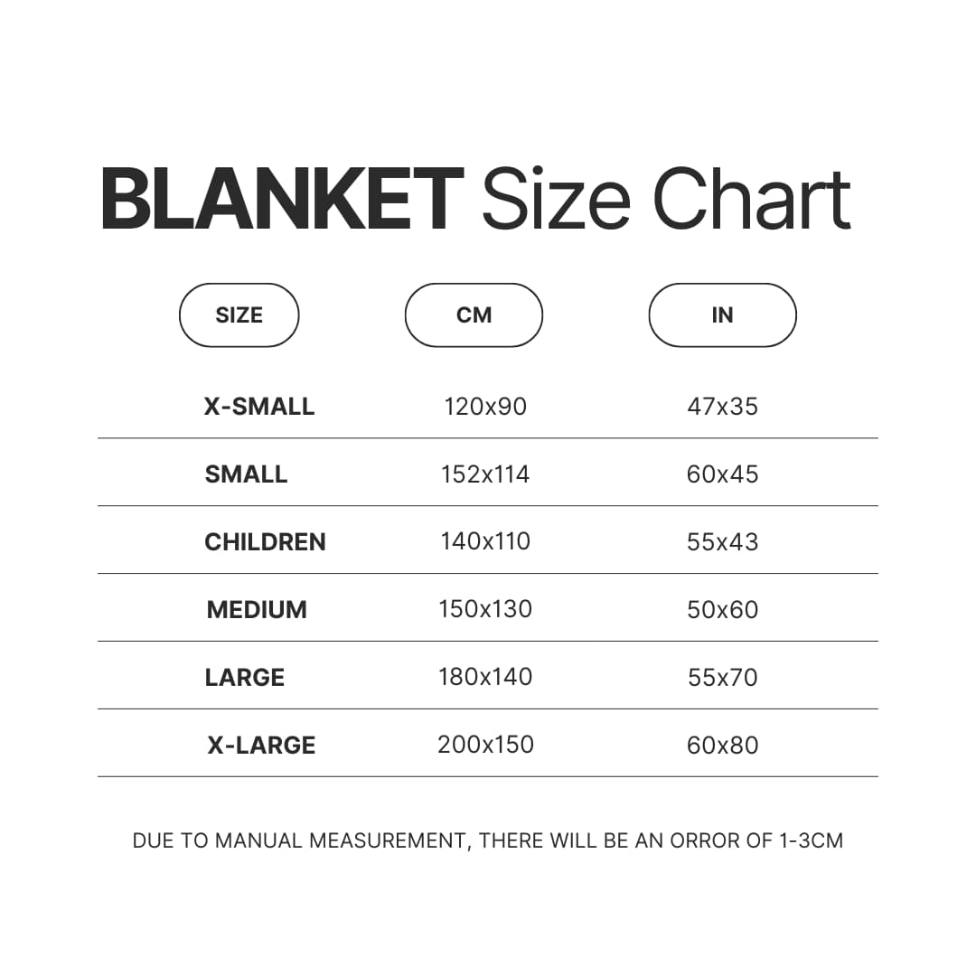 Blanket Size Chart - Crash Bandicoot Shop