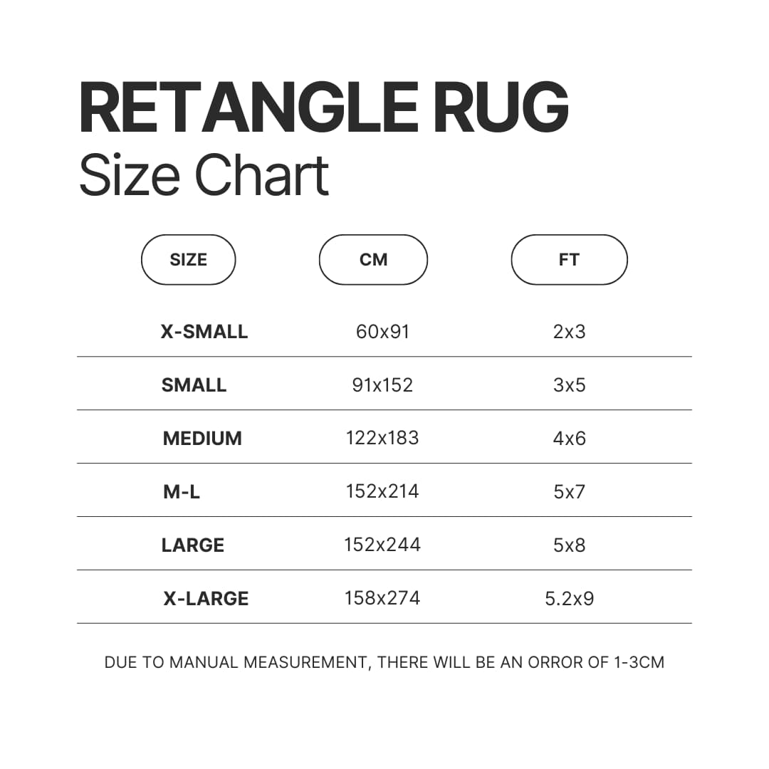 Retangle Rug Size Chart - Crash Bandicoot Shop