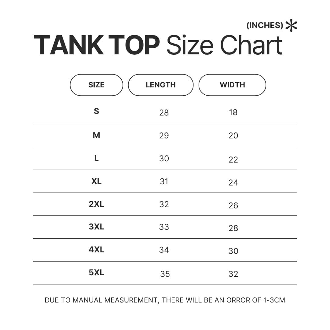 Tank Top Size Chart - Crash Bandicoot Shop