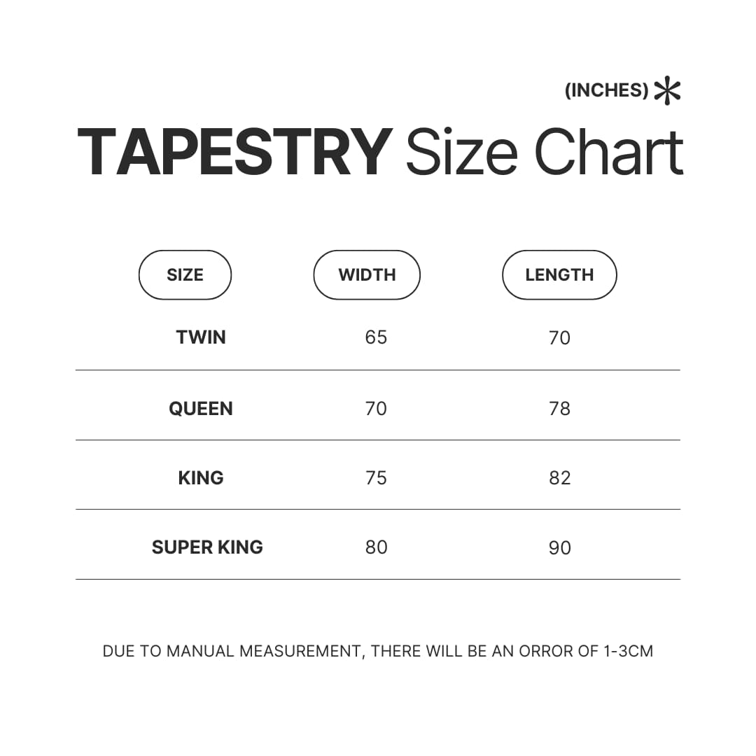 Tapestry Size Chart - Crash Bandicoot Shop