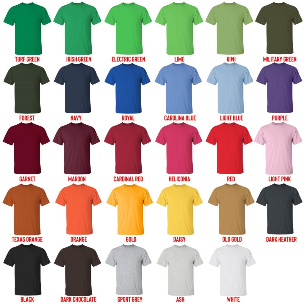 t shirt color chart - Crash Bandicoot Shop